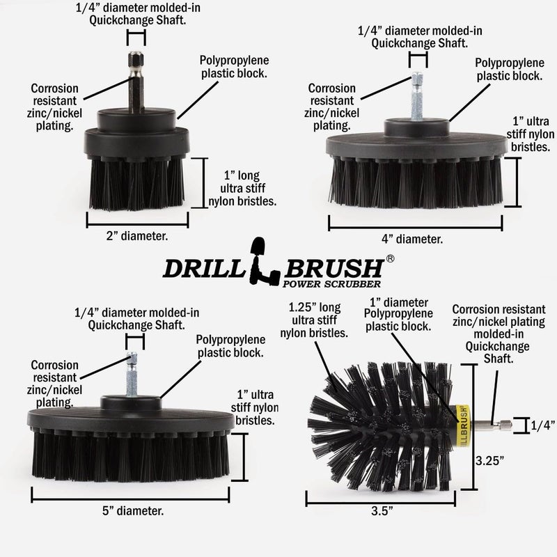 Drillbrush BBQ Grill Cleaning Kit - Safe Nylon Grill Brush | Drill Brush Set - Ultra Stiff Power Scrubber Attachments for Loose Paint, De-Scaling Rust and Graffiti Removal on Stone, Brick and Masonry - Image 5